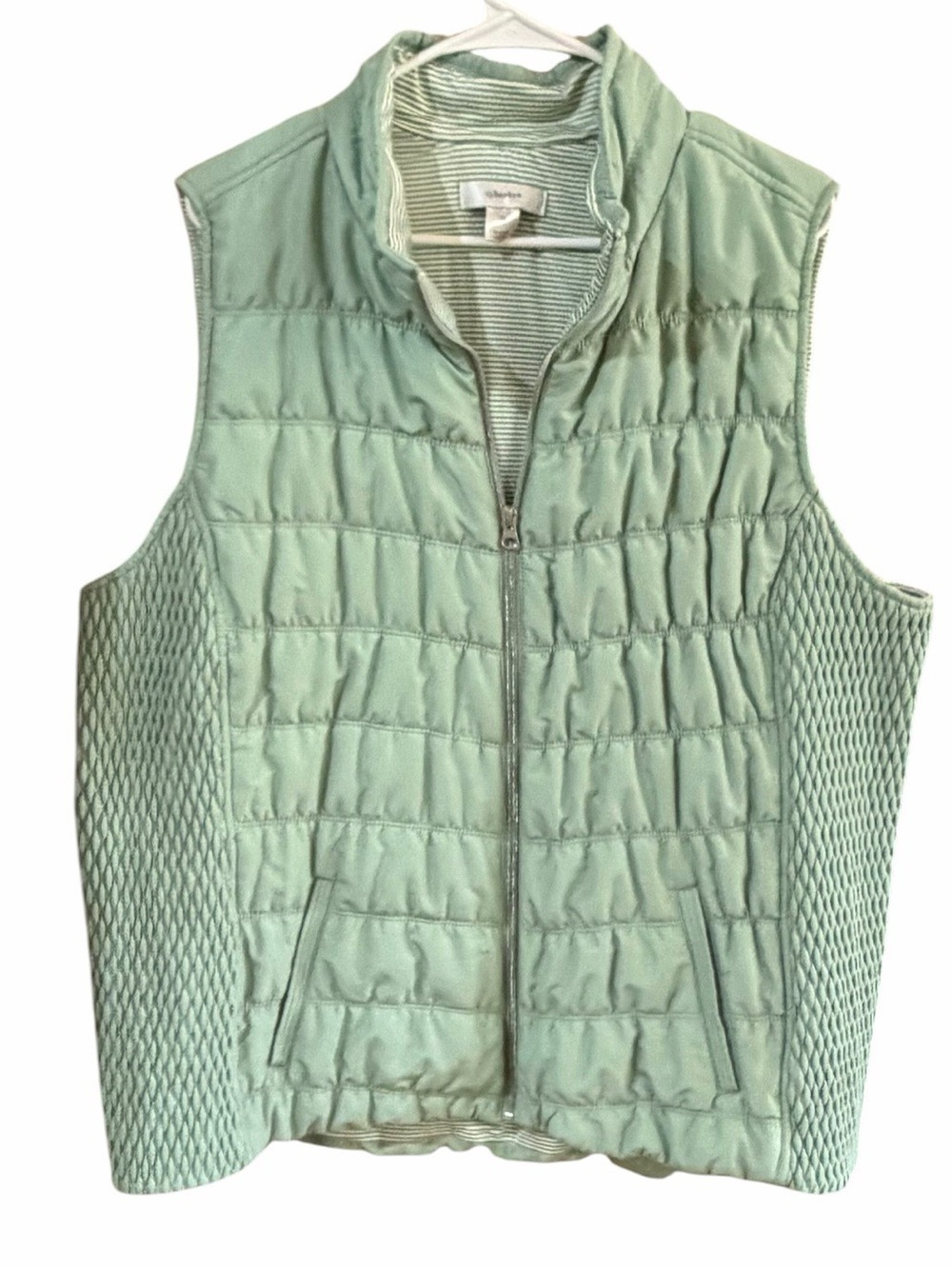 Christopher & Banks Mint Green Smocked Zip Up Puffer Vest Women’s Plus 3X